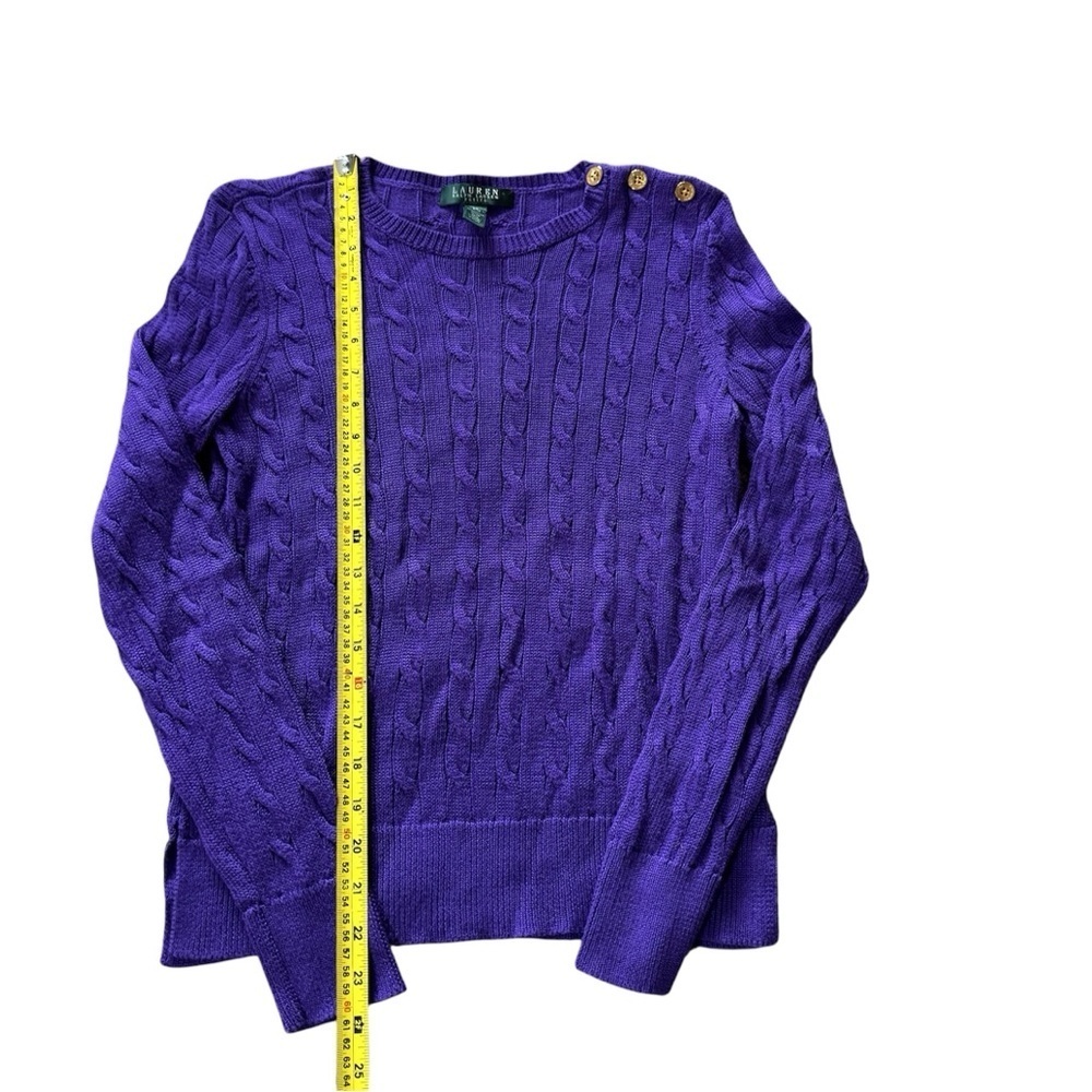 Lauren Ralph Lauren Purple Cable Knit Sweater Women’s Petite Small EUC - Picture 2 of 4